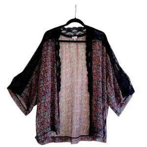 Intimately Free People Sheer Floral Lace Kimono Cardigan Top Womens
